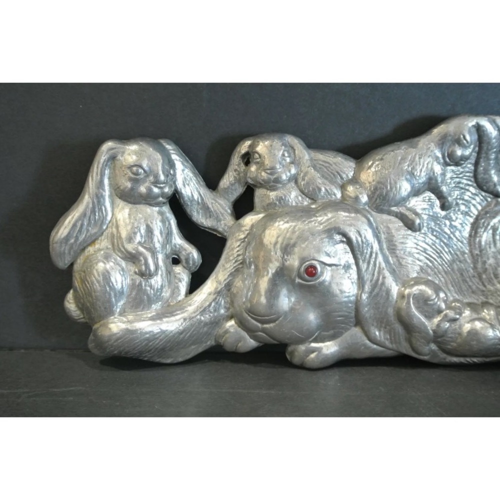 Silver Rabbit Family Sculpture - Picture 3 of 5